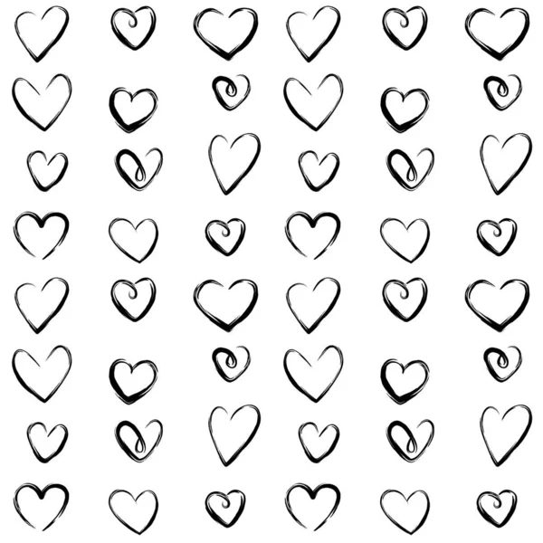Serca Płynny Wzór Polka Kropka Sercami Freehand Symbol Miłości Ilustracje — Wektor stockowy