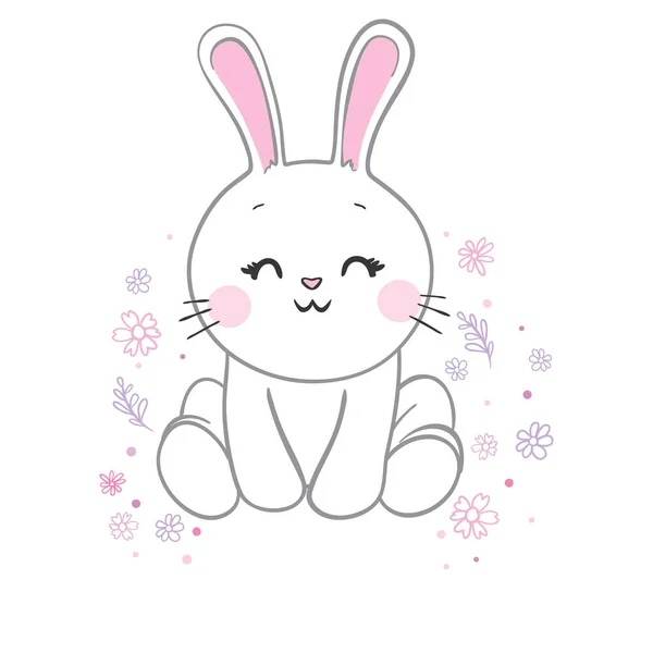 Cute Rabbit Character Bunny Vector Illustration Illustration White Rabbit Greeting — Stock Vector