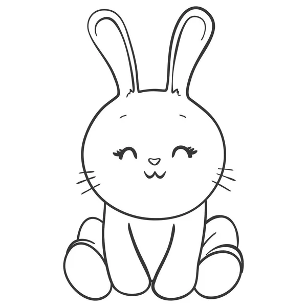 Vector Hand Drawn Cute Cartoon Rabbit Print Sticker Logo Sketch — Stock Vector