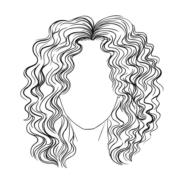 Náčrtek Mladé Ženy Ilustrace Obchodního Účesu Přírodními Dlouhými Vlasy Ručně — Stockový vektor