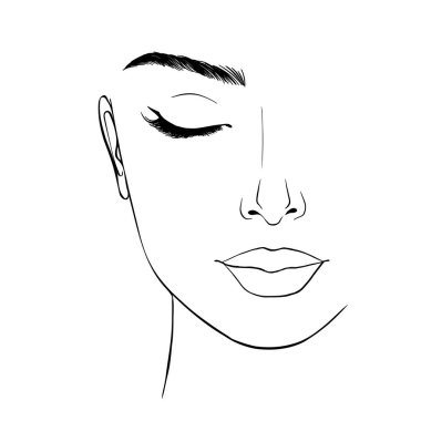 Vector illustration of women's head. Glamour fashion beauty woman face illustration.