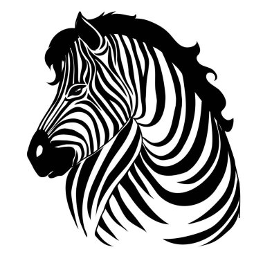 African zebra running side view outline striped silhouette animal design flat vector illustration isolated on white background