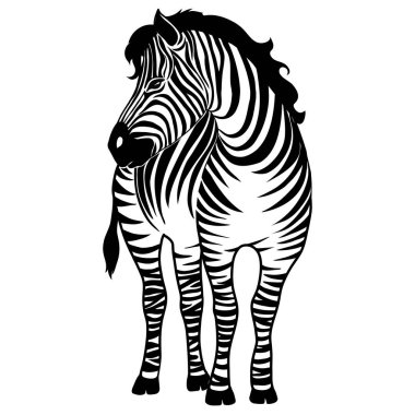 African zebra running side view outline striped silhouette animal design flat vector illustration isolated on white background