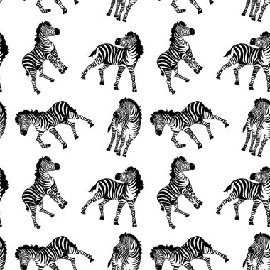 South african zebra seamless pattern. Hand drawn seamless pattern illustration with safari animals.