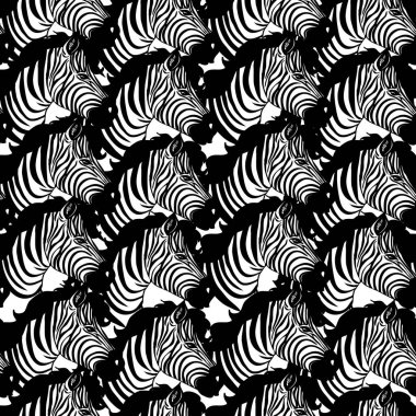 South african zebra seamless pattern. Hand drawn seamless pattern illustration with safari animals.