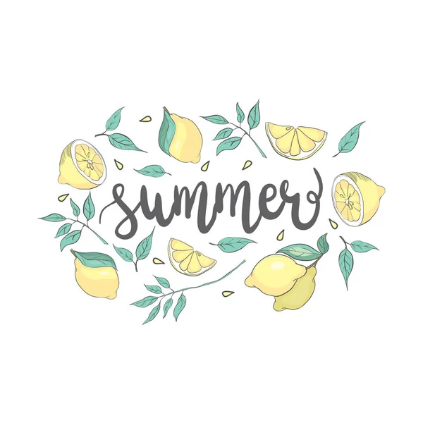 Have Zest Life Lettering Quote Lemonade Lettering Lemon Label — Vetor de Stock