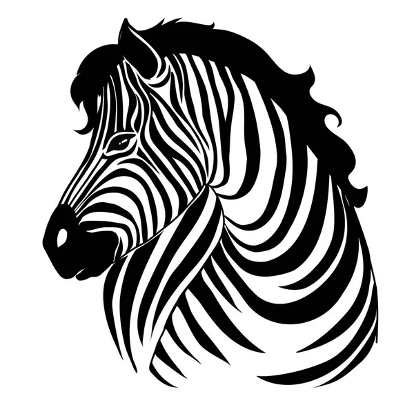 African Zebra Running Side View Outline Striped Silhouette Animal Design —  Vetores de Stock