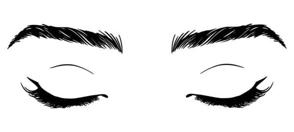 Beautiful Woman Eyes Black White Drawing Sketch Vector Fashion Illustration — Image vectorielle