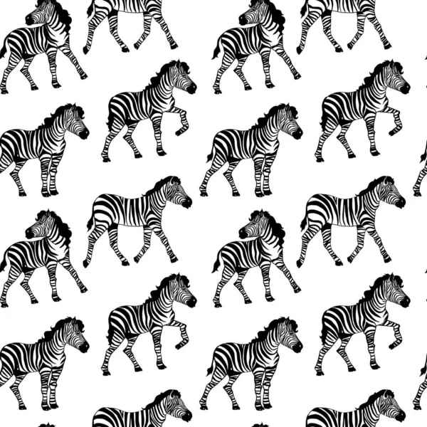 South african zebra seamless pattern. Hand drawn seamless pattern illustration with safari animals.