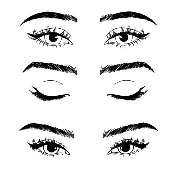 Kobieta Oczy Brwi Zbiór Obrazów Moda Moda Dziewczyna Oczy Projekt Ilustracja Stockowa