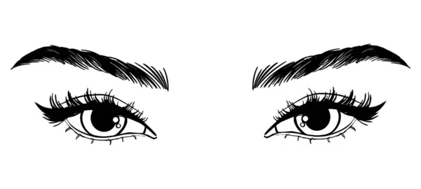 Beautiful Woman Eyes Black White Drawing Sketch Vector Fashion Illustration Vettoriale Stock