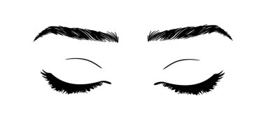 Güzel kadın gözleri siyah beyaz çizim. Vektör moda illüstrasyonu.