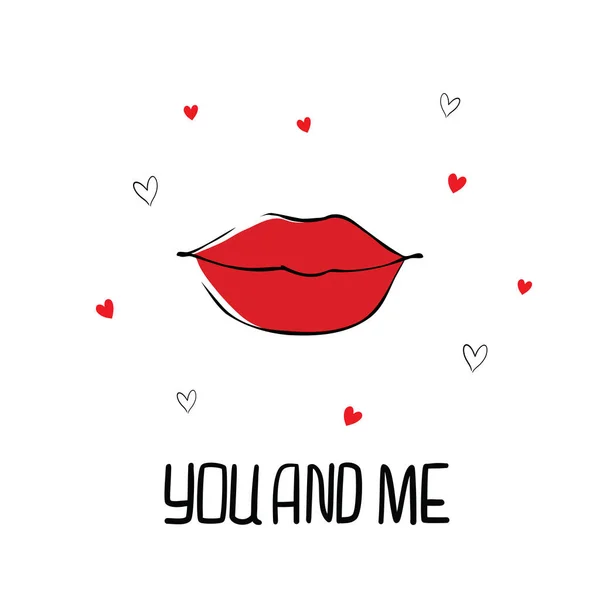 Χείλη Γυναίκες Φιλί Στόμα Lip Pop Art Καρδιά Φόντο Valentines — Διανυσματικό Αρχείο