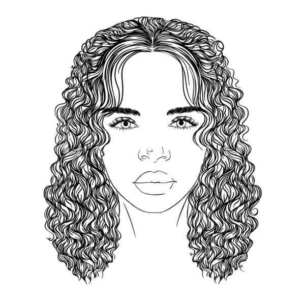 Черная Афро Американка Женщина Красивая Леди Голову Векторный Силуэт Рисунок — стоковый вектор