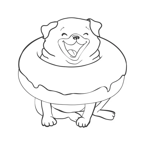 Pug Vetor Mão Desenho Ilustração Cor Preta Isolado Fundo Branco —  Vetores de Stock