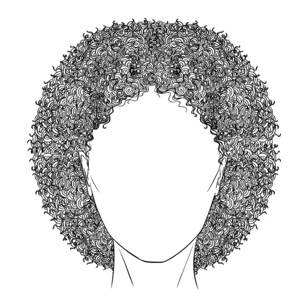 Чорно Африканська Дівчина Красива Жінка Голові Малює Кучерявим Волоссям Ізольованим — стоковий вектор