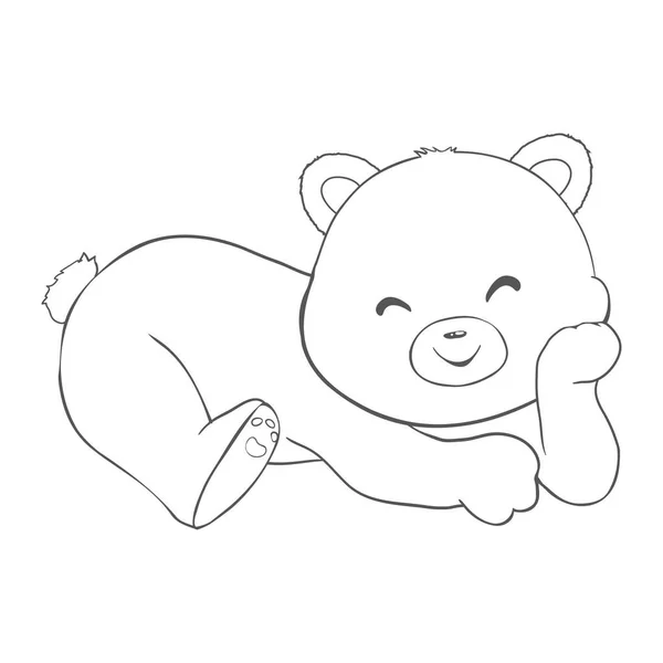 Mano Vector Dibujado Ilustración Del Oso Peluche Juguete Regalo Para — Vector de stock