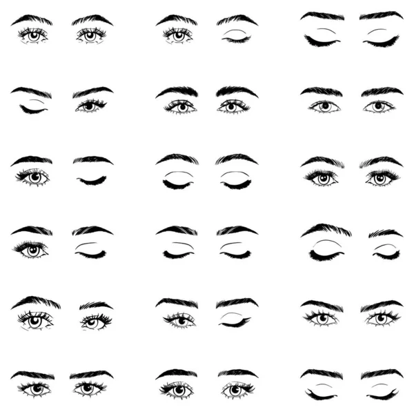 Ilustracja Oczami Rzęsami Brwiami Kobiety Spójrz Makijaż Projekt Tatuażu Logo Ilustracja Stockowa