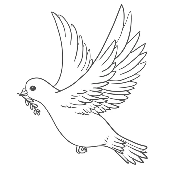 Peace Dove Olive Branch Beak Flying Hands Vector Illustration Vettoriale Stock