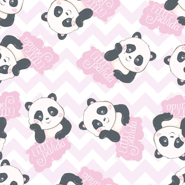 Śliczny Wektor Ilustracji Pandy Panda Bez Szwu Wzór Projekt Tkaniny Wektor Stockowy