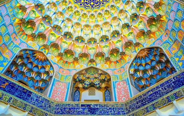 Unique Interior Mosaic Art Abdul Aziz Khan Madrasah Bukhara Uzbekistan — Stock Photo, Image