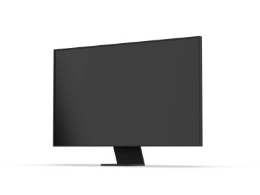 4K TV düz ekran lcd ya da eski model, siyah yüksek çözünürlüklü plazma televizyon izole edilmiş beyaz arka plan, 3d illüstrasyon