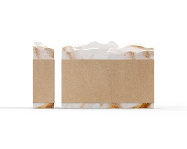 El yapımı organik sabun, el yapımı doğal sabun tasarım ve markalaşma için, 3D çizim.