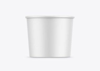 İzole edilmiş beyaz arkaplandaki dondurma kabı şablonu tasarım sunumuna hazır, 3d illüstrasyon