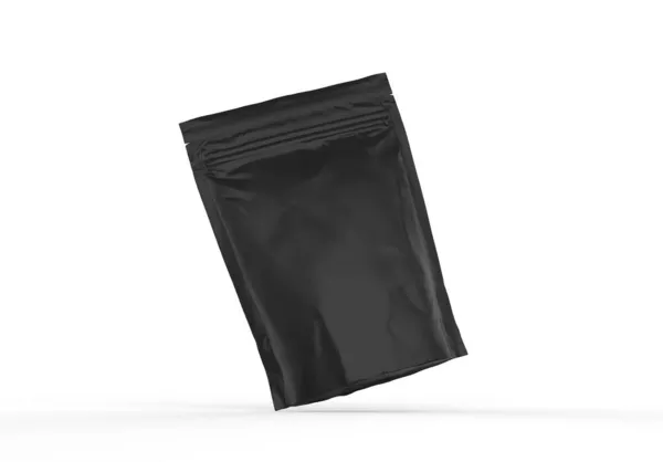Fekete Fólia Élelmiszer Doy Pack Stand Tasak Cipzáras Tasak Csomagolás — Stock Fotó