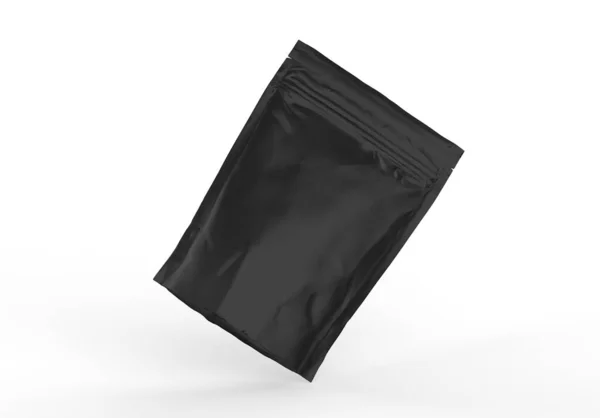 Fekete Fólia Élelmiszer Doy Pack Stand Tasak Cipzáras Tasak Csomagolás — Stock Fotó