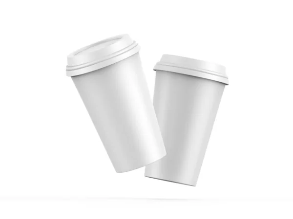 Tasse Café Jetable Blanche Avec Couvercle Plastique Maquette Tasse Papier — Photo