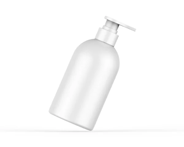 Botella Plástico Blanco Con Dispensador Bomba Para Marca Botella Cosmética —  Fotos de Stock
