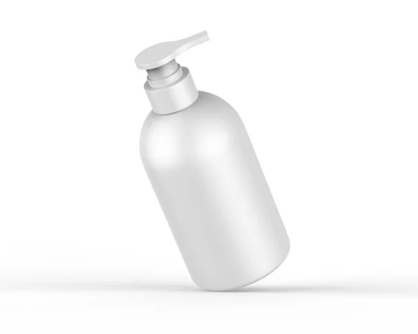 Botella Plástico Blanco Con Dispensador Bomba Para Marca Botella Cosmética — Foto de Stock