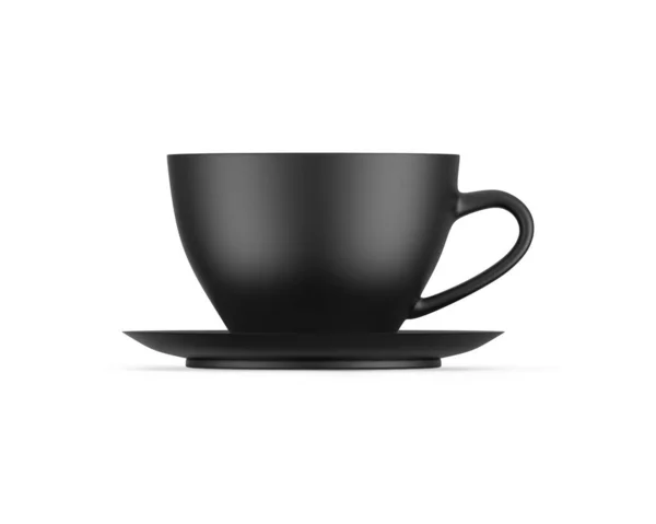 Μαύρο Φλιτζάνι Τσάι Mockup Λευκό Φόντο Εικόνα — Φωτογραφία Αρχείου