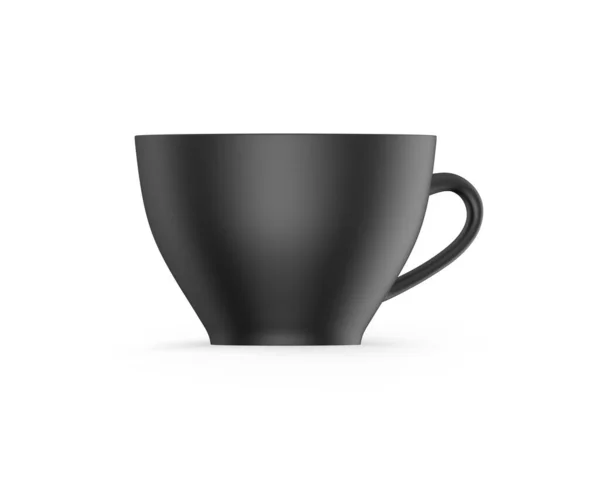 Μαύρο Φλιτζάνι Τσάι Mockup Λευκό Φόντο Εικόνα — Φωτογραφία Αρχείου