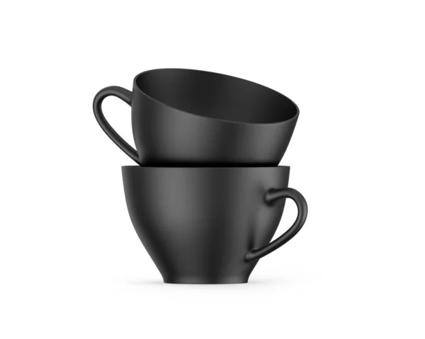 白を基調としたブラックティーカップモックアップ 3Dイラスト — ストック写真