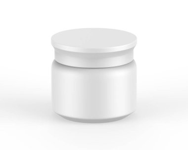 Markalaşma ve modelleme için boş kozmetik krem ve jel kavanozu, 3 boyutlu resimleme.