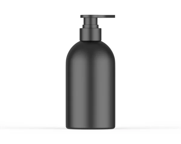 Garrafa Plástico Preto Com Dispensador Bomba Para Branding Garrafa Cosmética — Fotografia de Stock