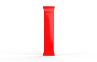 Kahve, kakao, şeker ve diğer ürünler için parlak kese paketi, boş ambalaj modelleme şablonu, 3D resimleme.