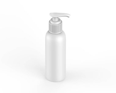 Markalaşma için pompalı boş kozmetik şişesi izole edilmiş beyaz arka planda pompalı kozmetik şişesi, üç boyutlu resimleme