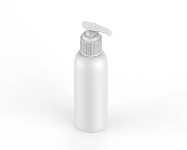 Pusta Butelka Kosmetyczna Dozownikiem Pompy Znakowania Butelka Kosmetyczna Makietą Pompy — Zdjęcie stockowe