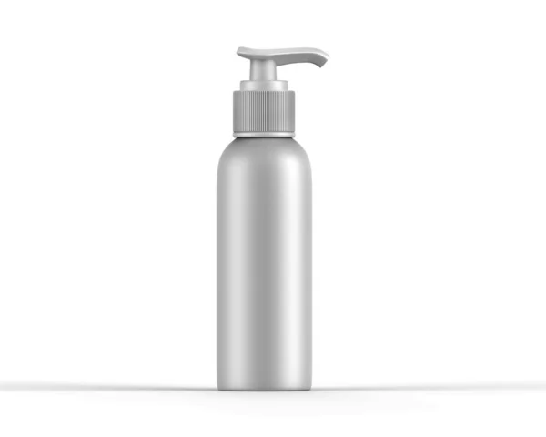 Tomma Metalliska Kosmetiska Flaska Med Pump Dispenser För Branding Kosmetisk — Stockfoto