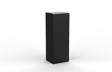 Markalaşma için siyah karton kutu, boş uzun kenar kağıt kutu sunum ve promosyon için, 3D resimleme.