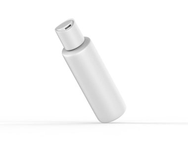 Disk kapaklı boş kozmetik şişesi markalaştırmak ve taklit etmek için, tasarım sunumuna hazır, 3D resimleme.