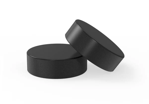 Black Hockey Puck Mock Template Branding Promotion Render Illustration — Stock Photo, Image