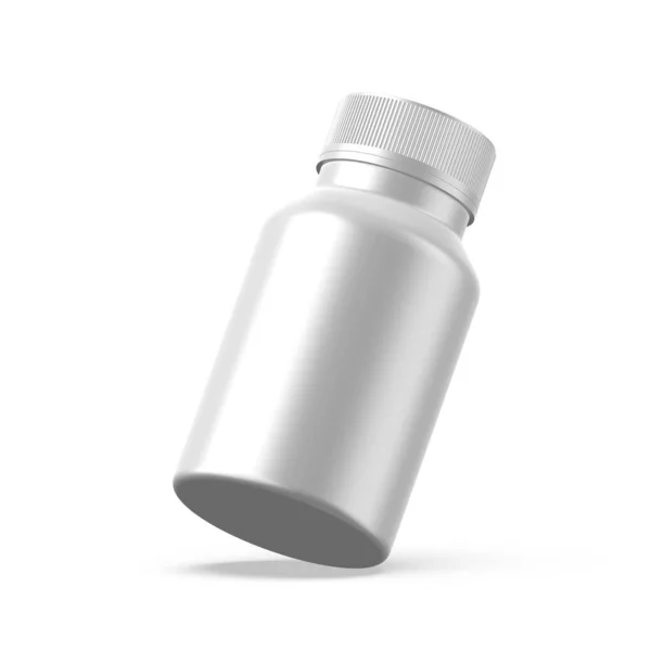 Modello Modello Vaso Pillola Metallica Bottiglia Medicina Opaca Capsule Compresse — Foto Stock