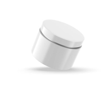 Glossy cosmetic jar for branding and mockup, cosmetic container on isolated white background, 3d render illustration.