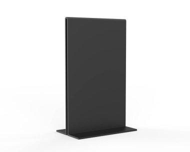 Plastik ve akrilik masa konuşmacısı, tanıtım amaçlı dik menü tabelaları tabela tutucu, tablo menü kartı stand resim çerçevesi maket ve şablon tasarımı için. 3d resimleme.