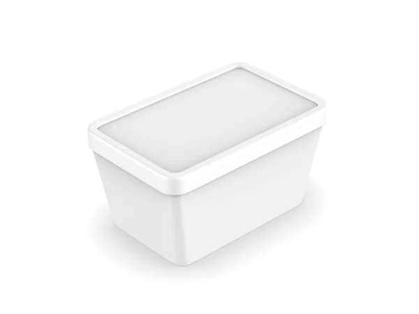 Recipiente Banheira Plástico Fosco Branco Para Branding Mockup Ilustração Renderização — Fotografia de Stock