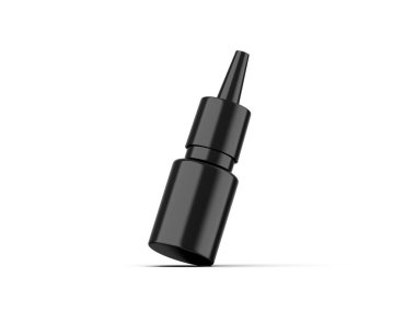 Damgalama ve modelleme için boş siyah matte damlası şişesi, 3 boyutlu resimleme.